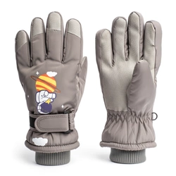 Rękawice ciepłe narciarskie dla dzieci grube zimowe rękawiczki kosmos szare