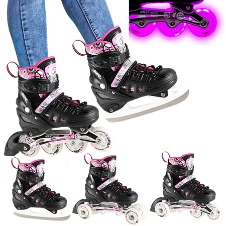 Łyżworolki NH10905 LED 4w1 różowe rozmiar M Nils Extreme