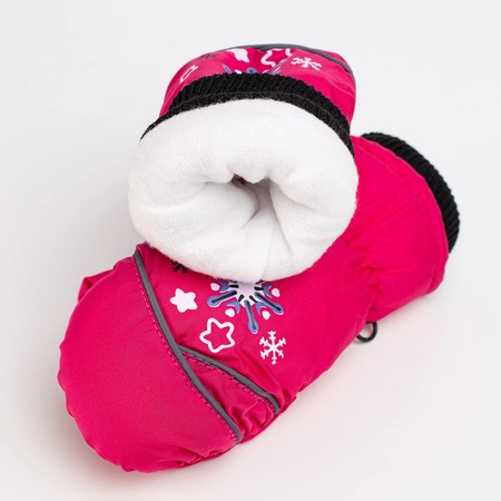 Rękawiczki dziecięce narciarskie zimowe różowe rękawice jednopalczaste ciepłe 2-6 lat