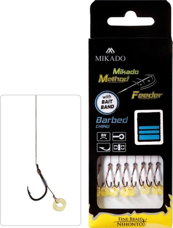 PRZYPON DO METHOD FEEDER - hak z zadziorem nr 4 / plecionka: 0.16mm/10cm - 8 sztuk