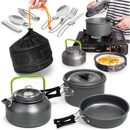 Zestaw garnków naczyń turystycznych na kemping ZG4-03 czarny