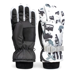 Rękawice narciarskie zimowe na deskę narty rozmiar S dłoń 17 cm biało-czarne