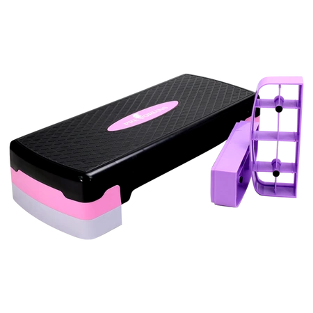 Step do aerobiku 3 stopnie regulowany różowy Pretorians