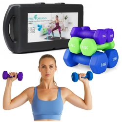 Zestaw 6 ciężarków żeliwnych pokrytych neoprenem w walizce 10kg HW10 Pretorians