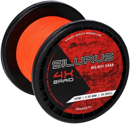 PLECIONKA - SILURUS 4 X BRAID - 0.45mm/37.40kg/300m - FLUO POMARAŃCZOWA - op.1szp.