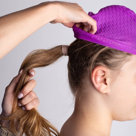 Czepek silikonowy na basen pływacki kąpielowy CPK04 kropla fioletowy