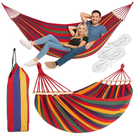 Hamak, huśtawka czerwony 260x150cm H02 Be-Active.pl