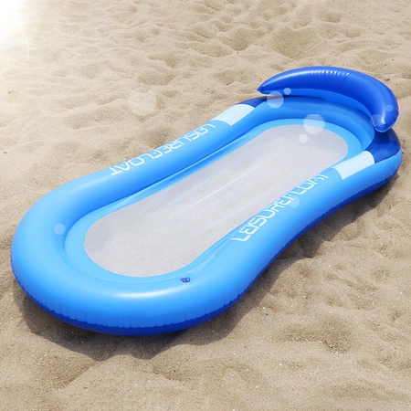 Materac dmuchany do pływania plażowy z oparciem dno z siatki niebieski