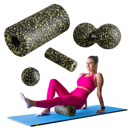 Zestaw do masażu wałki/piłki SET FSBM04 black-yellow (4 szt) HMS