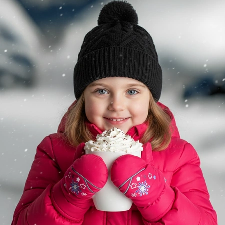 Rękawiczki dziecięce narciarskie zimowe różowe rękawice jednopalczaste ciepłe 2-6 lat