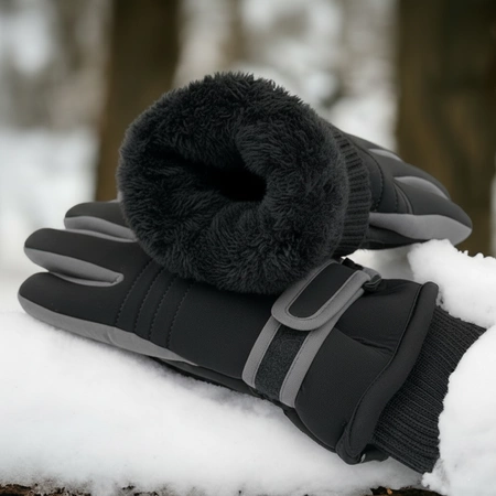 Rękawiczki do ekranów dotykowych narciarskie na zimę M szare