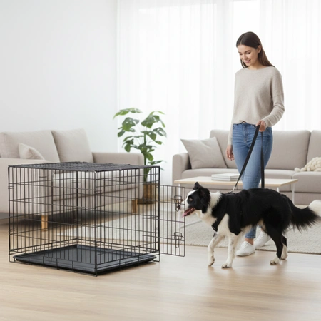 Klatka dla psa metalowa kennelowa + smycz treningowa - praktyczny zestaw