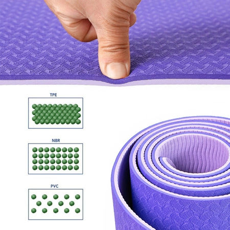 Mata do ćwiczeń fitness yogi 6mm TPE Pretorians fioletowa