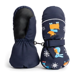 Rękawiczki zimowe jednopalczaste granatowe narciarskie wodoodporne rękawice dla dzieci