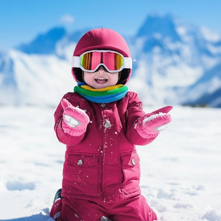 Rękawiczki dziecięce narciarskie zimowe jednopalczaste 12 cm różowe