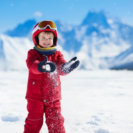 Rękawiczki dziecięce narciarskie zimowe jednopalczaste 12 cm granatowe