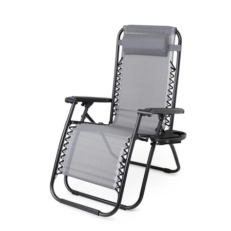 Leżak turystyczny Zero Gravity - szary, wygodny i mobilny