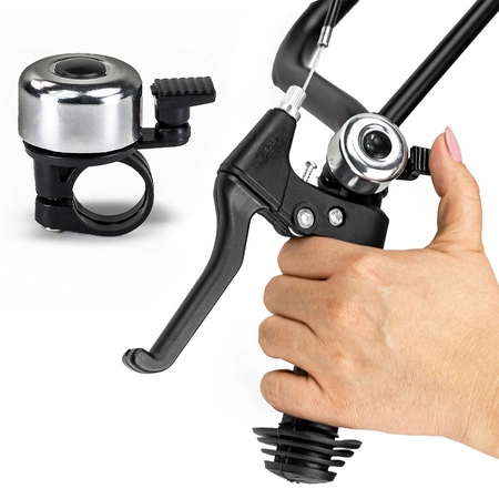 Dzwonek rowerowy dla dzieci dorosłych aluminiowy głośny DR6 srebrny