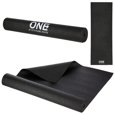 Mata fitness czarna PVC YM01 One Fitness