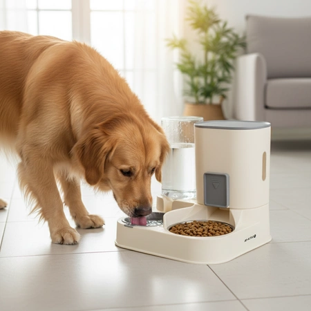 Dozownik karmy i wody 2w1 automatyczny dla psa i kota z poidłem grawitacyjnym