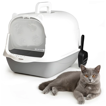 Kuweta składana dla kota kryta toaleta duża zamykana z łopatką