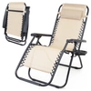 Leżak Zero Gravity beżowy składany z poduszką i tacką