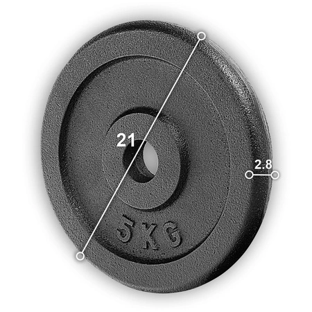 Obciążenie żeliwne 5kg krążek talerz otwór 26 mm