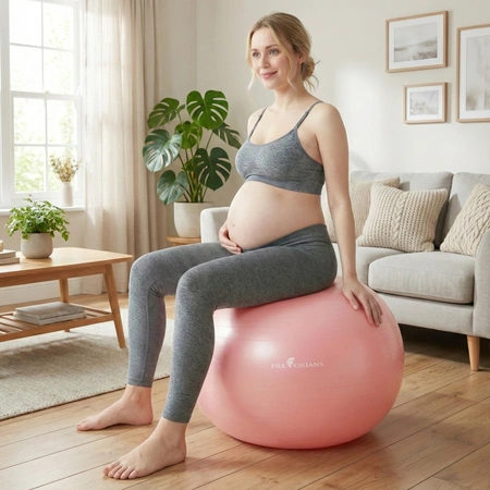 Piłka gimnastyczna 75 cm do ćwiczeń i rehabilitacji różowa z pompką