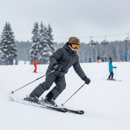 Rękawiczki pięciopalczaste ortalionowe ciepłe grube dla chłopca rękawice narciarskie granatowe
