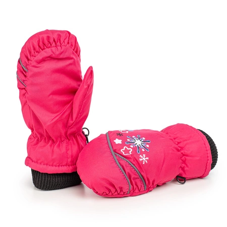 Rękawiczki dziecięce narciarskie zimowe różowe rękawice jednopalczaste ciepłe 2-6 lat