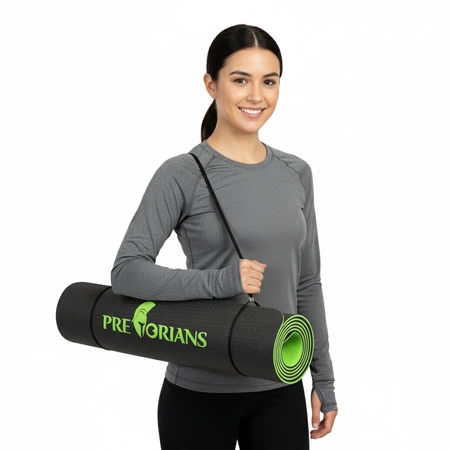 Mata do ćwiczeń fitness yogi 6mm TPE Pretorians zielona