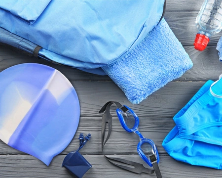 Czepek silikonowy na basen pływacki kąpielowy CP6 niebiesko biały