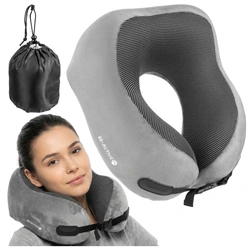 Poduszka podróżna rogal na szyję z pianki memory + pokrowiec