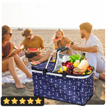 Kosz termiczny na zakupy piknikowy duży 30 litrów kotwica