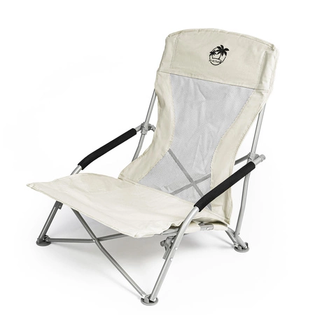 Krzesło turystyczne plażowe wędkarskie na kemping ryby rozkładane kremowe