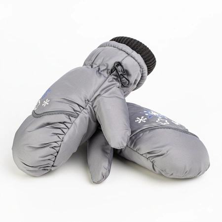 Rękawiczki dziecięce narciarskie zimowe szare rękawice jednopalczaste ciepłe 2-6 lat