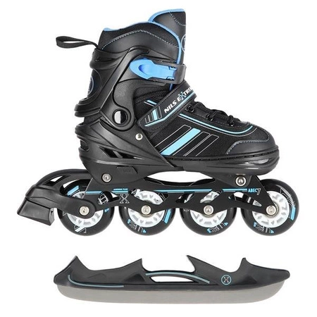 Rolki 2w1 czarno-niebieskie łyżworolki NH18191 Nils Extreme M
