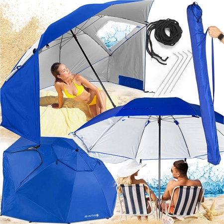 Duży parasol plażowy i ogrodowy 3w1 - składany parawan