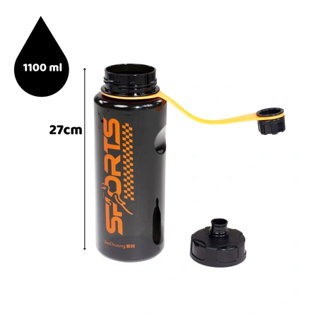 Butelka na wodę bidon sportowy na siłownię trening 1,1l ciemnoszara