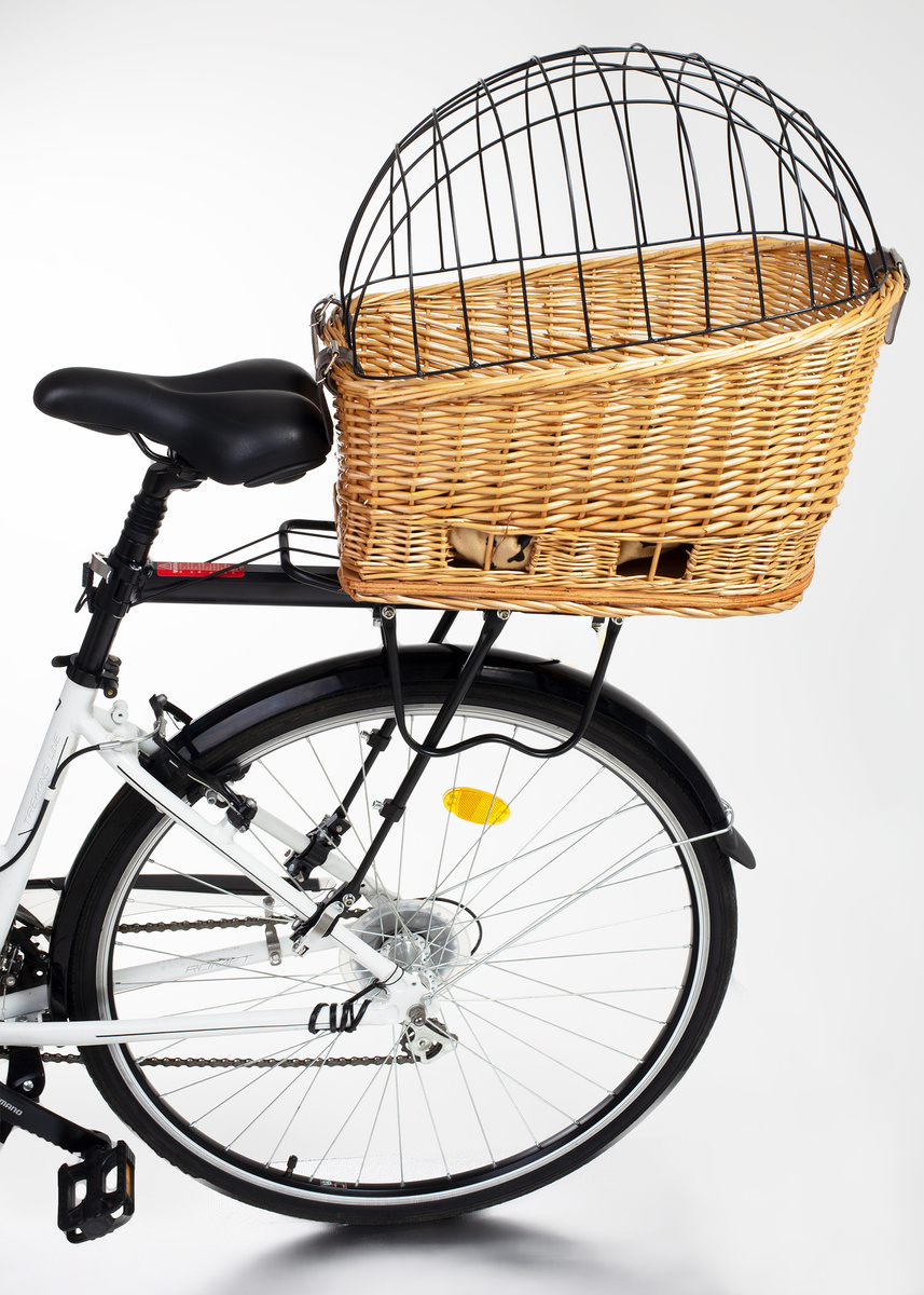Kosz wiklinowy na rower transporter na bagażnik dla psa kota + poduszka