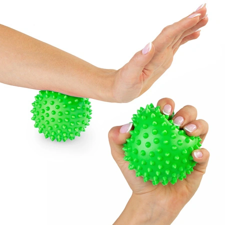 Piłka rehabilitacyjna sensoryczna z kolcami jeżyk do masażu zielona
