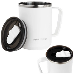 Kubek termiczny biały turystyczny termos z rączką 450ml na kawę herbatę