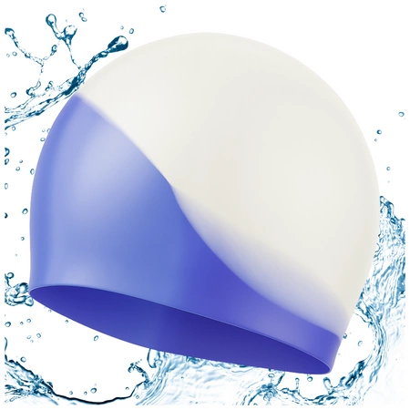 Czepek silikonowy na basen pływacki kąpielowy CP7 biało niebieski