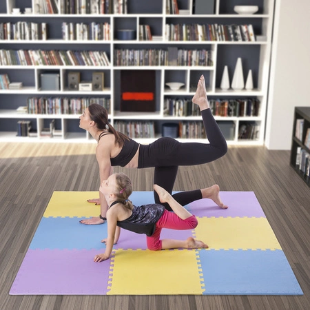 Mata puzzle MP10 yellow-blue-purple 9 elementów One fitness