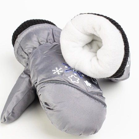 Rękawiczki dziecięce narciarskie zimowe szare rękawice jednopalczaste ciepłe 2-6 lat