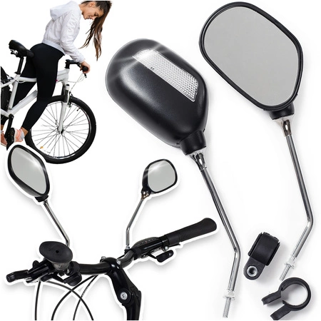Lusterka rowerowe z odblaskami wsteczne 2 sztuki zestaw na rower kierownicę