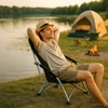 Krzesło turystyczne plażowe wędkarskie na kemping ryby rozkładane czarne
