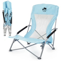 Krzesło turystyczne plażowe wędkarskie na kemping ryby rozkładane błękitne