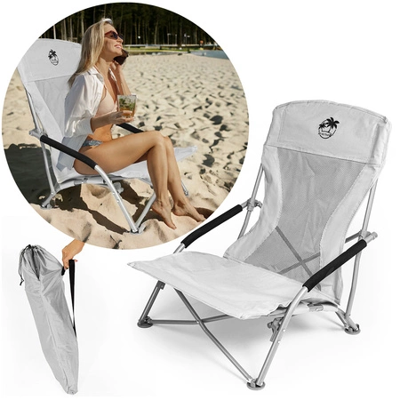 Krzesło turystyczne plażowe wędkarskie na kemping ryby rozkładane białe
