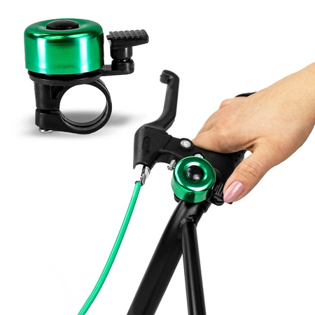 Dzwonek rowerowy dla dzieci dorosłych aluminiowy głośny DR7 zielony